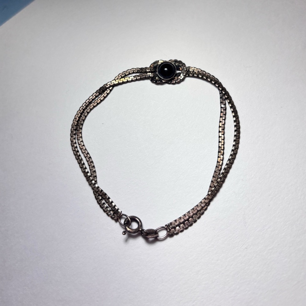 Silver Bracelet with Black Stone